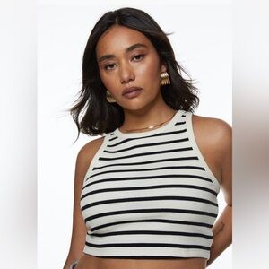 H&M Ribbed Striped Crop Top Tank